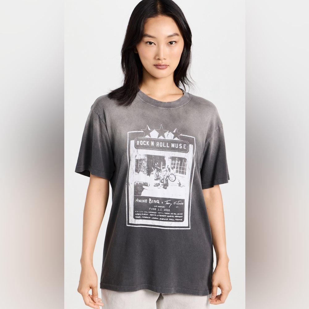 Anine Bing Lili Tee Ab X To X Rolling Stones in Washed Faded Black